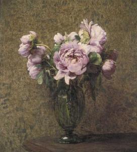 Henri Fantin-Latour Glazen vaas met pioenen